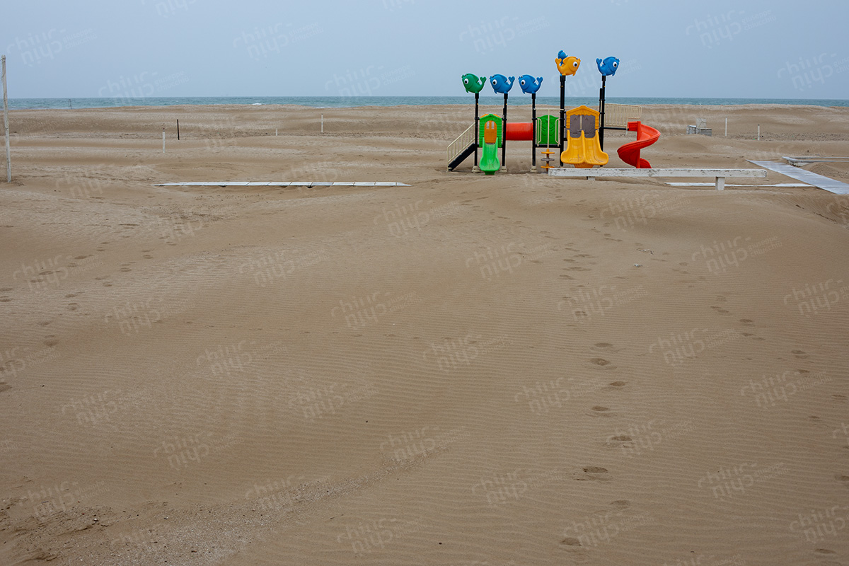 Italy - Rimini beach closed in the first covid-19 lockdown